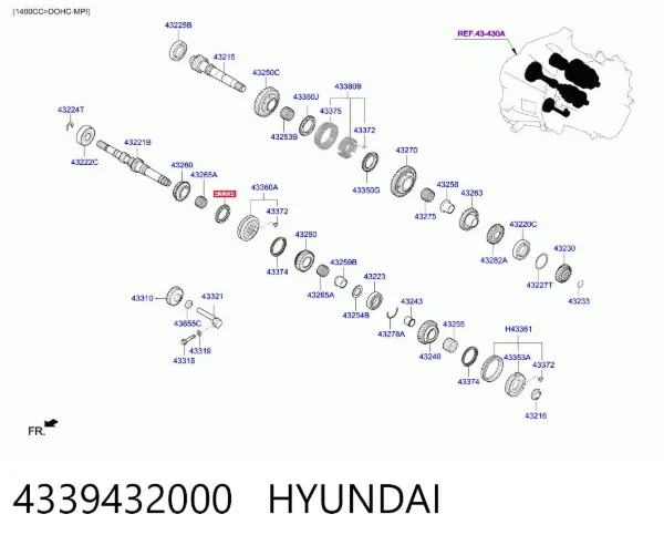 Anel de sincronizador 4339432000 Hyundai/Kia