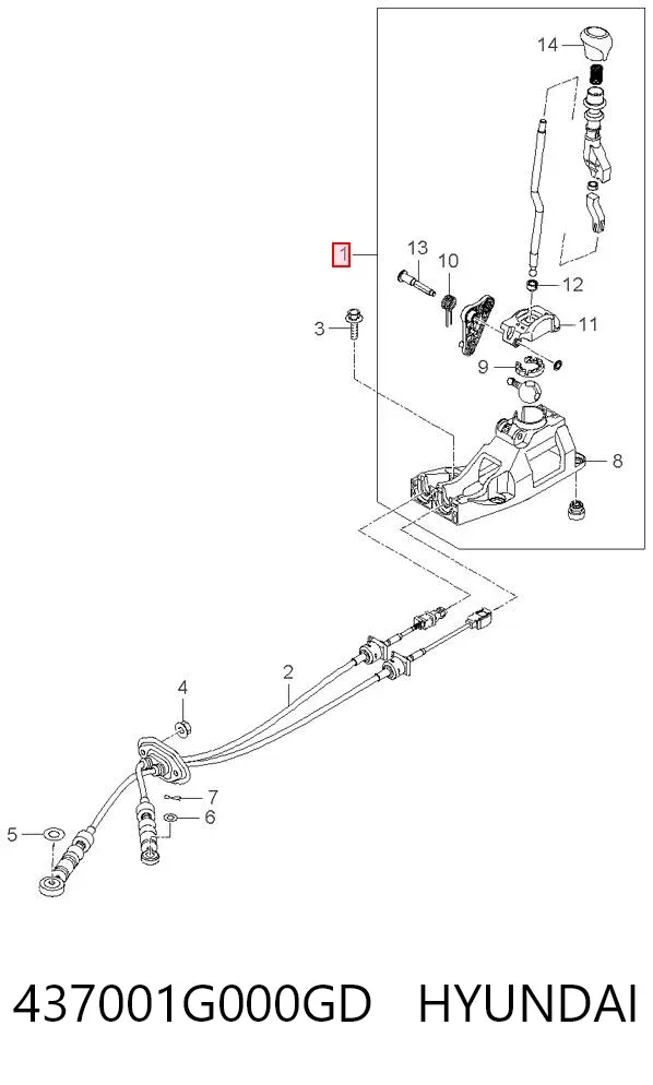 Mecanismo de mudança (ligação) 437001G000GD Hyundai/Kia