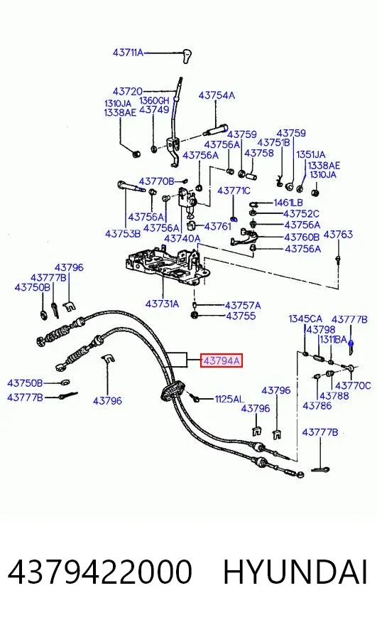 Cabo de mudança duplo 4379422000 Hyundai/Kia