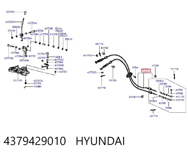 Cabo de mudança duplo 4379429010 Hyundai/Kia