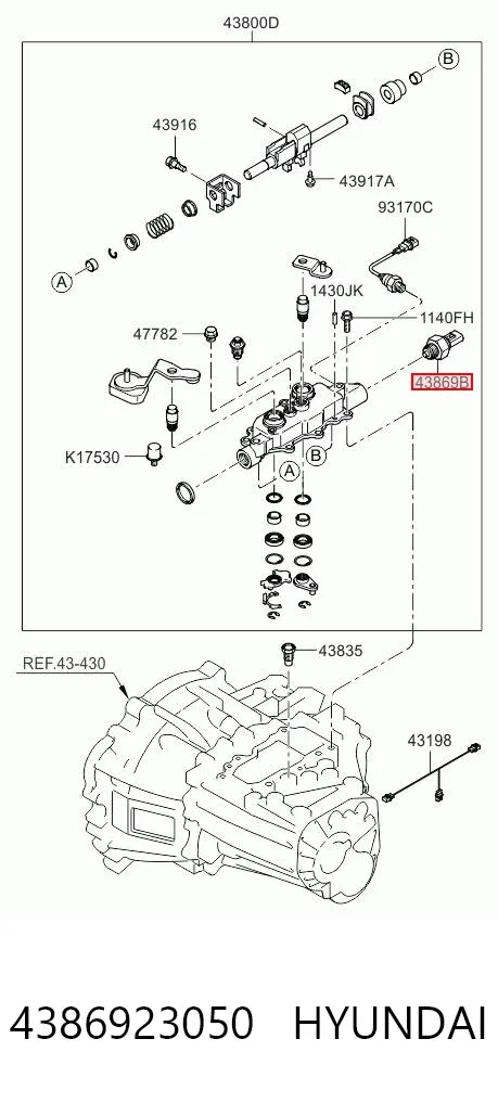 Sensor de ativação das luzes de marcha à ré 4386923050 Hyundai/Kia