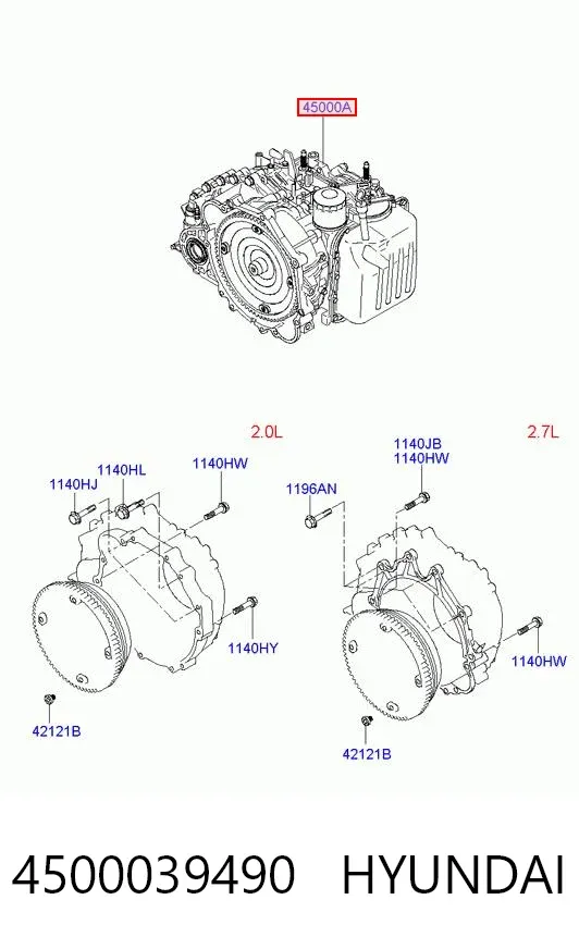 Caixa Automática de Mudança montada 4500039490 Hyundai/Kia