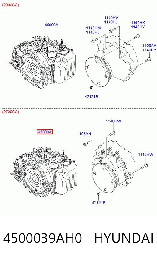 Caixa Automática de Mudança montada 4500039AH0 Hyundai/Kia