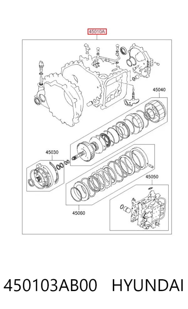 Kit de reparação da Caixa Automática de Mudança 450103AB00 Hyundai/Kia