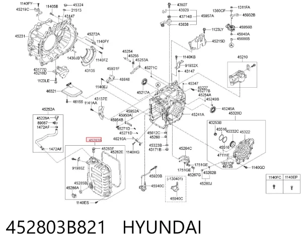 Cárter da Caixa Automática de Mudança 452803B821 Hyundai/Kia