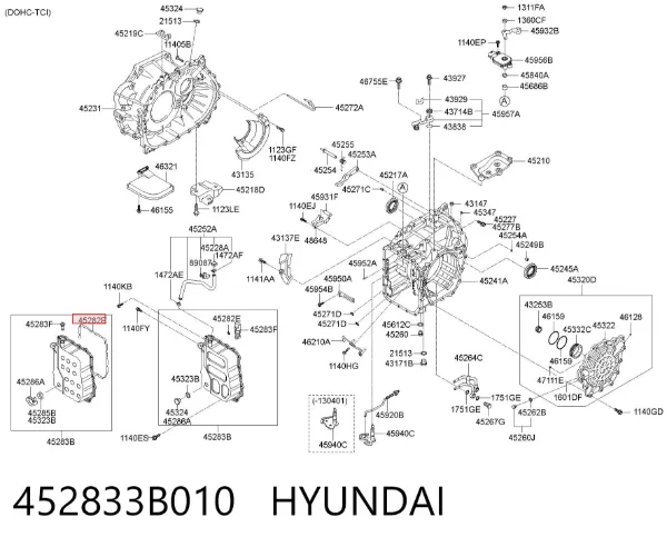 Vedante de panela da Caixa Automática de Mudança/Caixa Mecânica de Mudança 452833B010 Hyundai/Kia