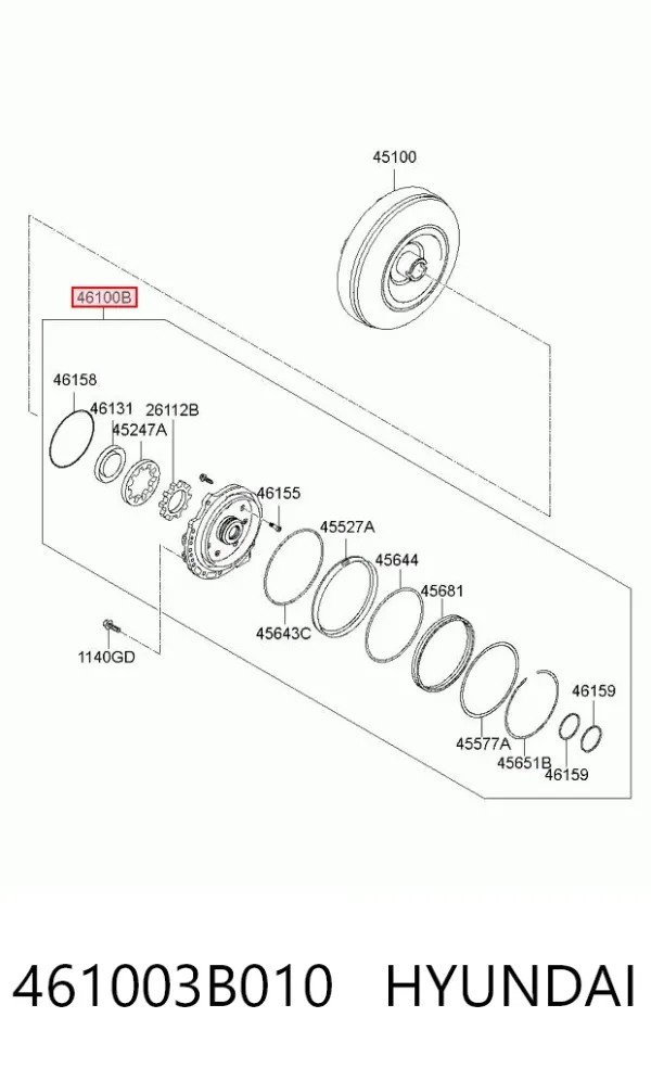 Bomba de óleo da Caixa Automática de Mudança 461003B010 Hyundai/Kia