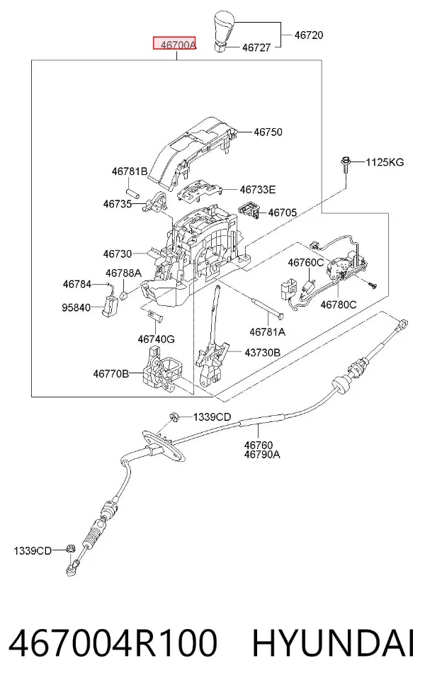 Mecanismo de mudança (ligação) Hyundai Sonata VI