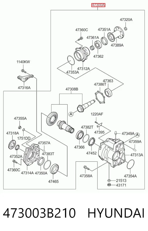 Caixa de transferência 473003B210 Hyundai/Kia