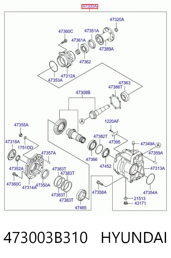 Caixa de transferência 473003B310 Hyundai/Kia