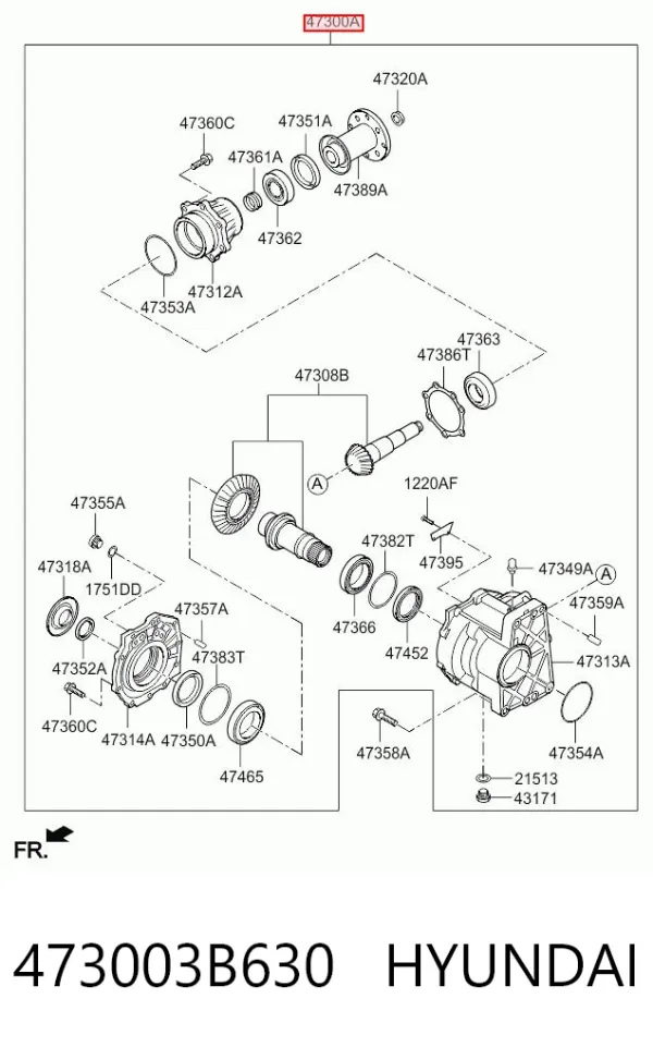 Caixa de transferência 473003B630 Hyundai/Kia