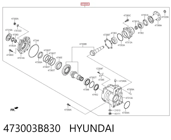 Caixa de transferência 473003B830 Hyundai/Kia