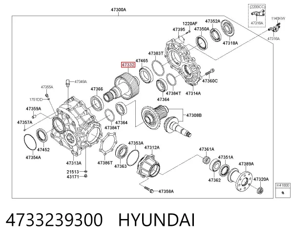 Roda dentada de diferencial 4733239300 Hyundai/Kia