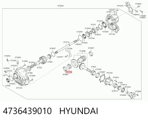 Rolamento da caixa de transferência, da árvore de saída, dianteiro 4736439010 Hyundai/Kia