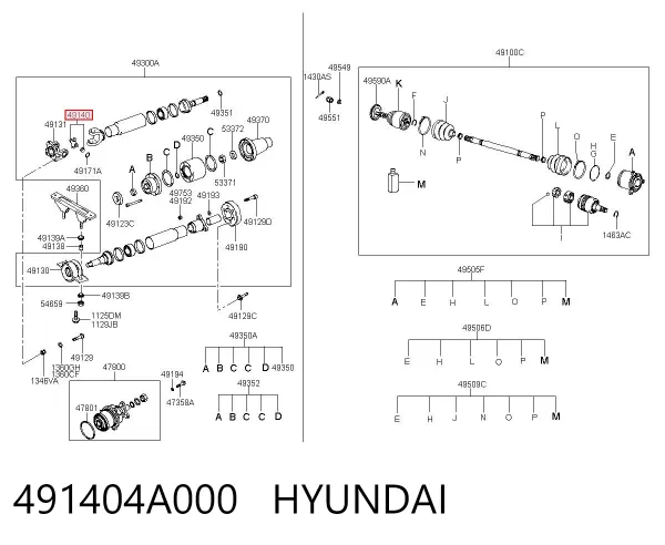 Cruzeta da junta universal traseira 491404A000 Hyundai/Kia