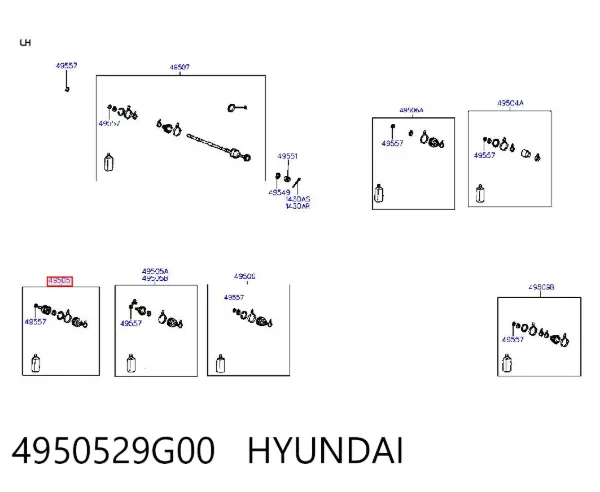 Junta homocinética interna dianteira 4950529G00 Hyundai/Kia