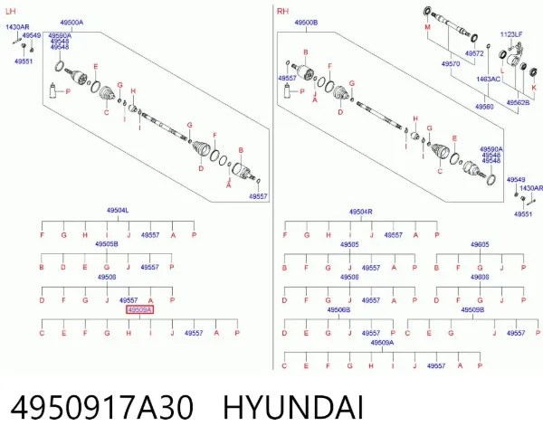 Bota de proteção externa de junta homocinética do semieixo dianteiro 4950917A30 Hyundai/Kia