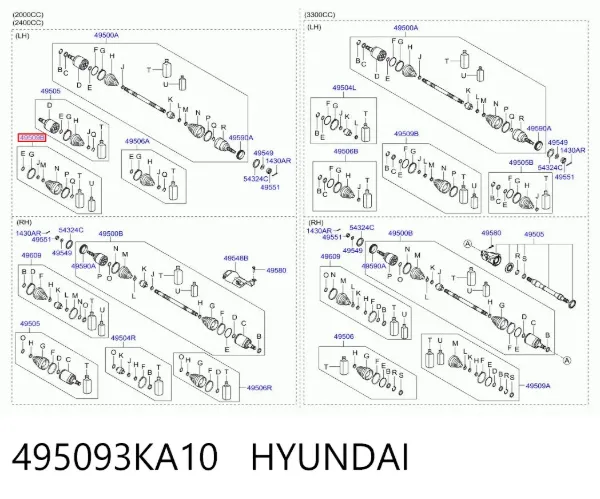 Bota de proteção externa de junta homocinética do semieixo dianteiro 495093KA10 Hyundai/Kia