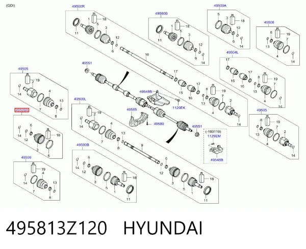 Bota de proteção externa de junta homocinética do semieixo dianteiro Hyundai Sonata VII
