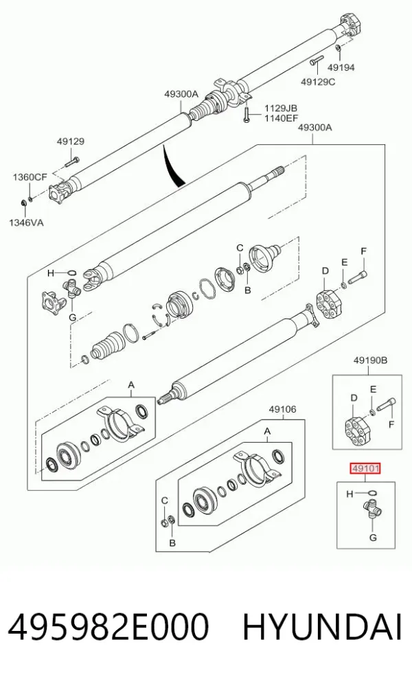 Cruzeta da junta universal traseira 495982E000 Hyundai/Kia