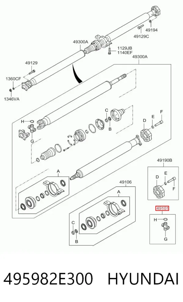 Cruzeta da junta universal traseira 495982E300 Hyundai/Kia