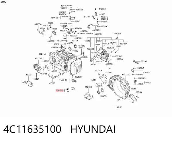 Selante de panela de cárter do motor 4C11635100 Hyundai/Kia