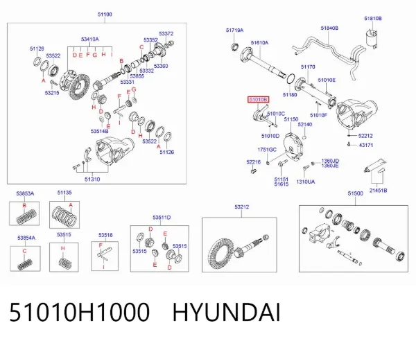 Acoplamento de bloqueio de diferencial da Caixa de Mudança 51010H1000 Hyundai/Kia