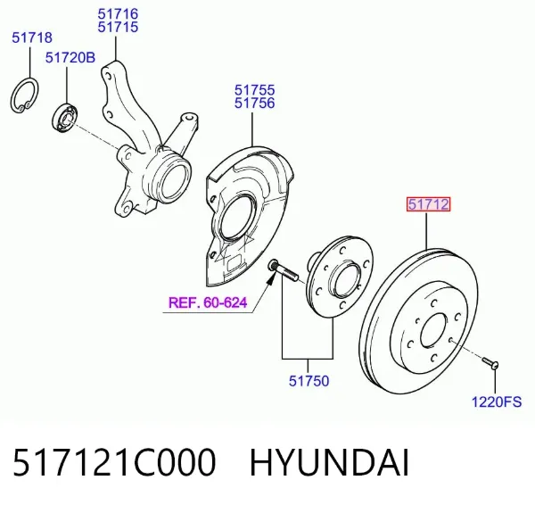 Disco do freio dianteiro 517121C000 Hyundai/Kia