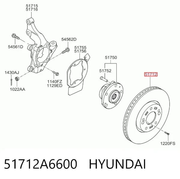 Disco do freio dianteiro 51712A6600 Hyundai/Kia