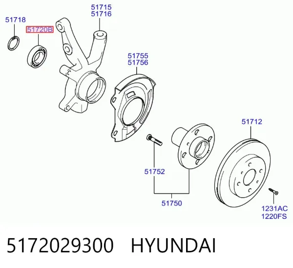 Rolamento de cubo dianteiro 5172029300 Hyundai/Kia