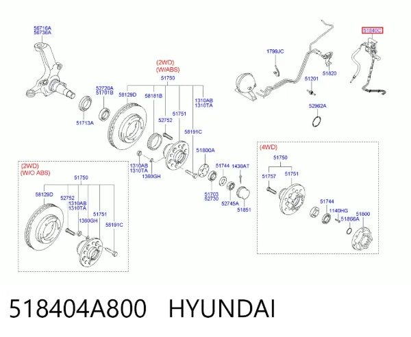 Válvula a vácuo de ativação do eixo dianteiro 518404A800 Hyundai/Kia
