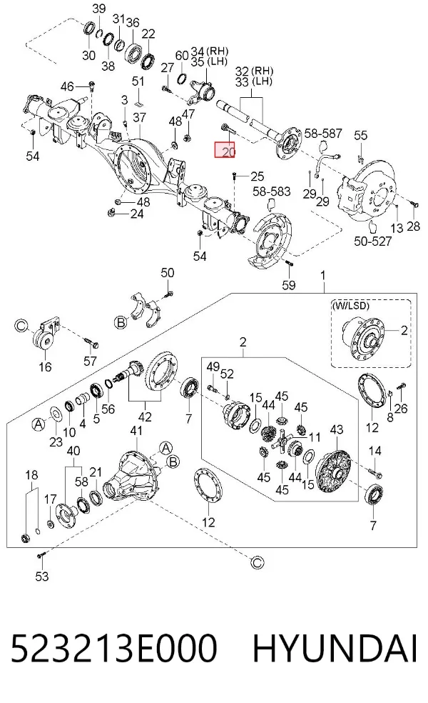 Parafuso de cubo 523213E000 Hyundai/Kia