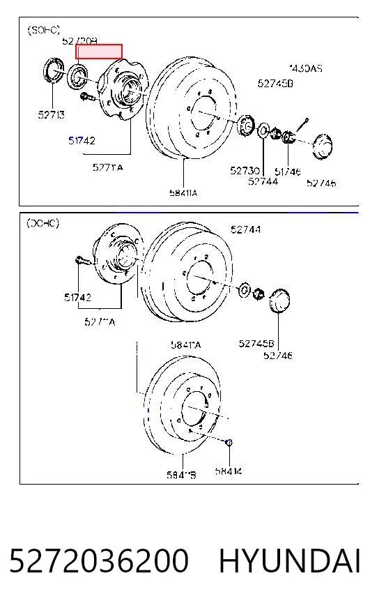 Rolamento interno de cubo traseiro Hyundai Sonata II