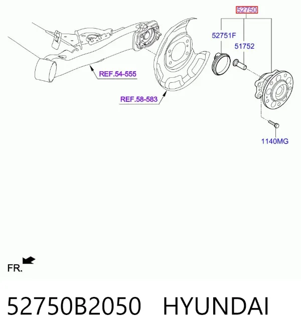 Cubo traseiro 52750B2050 Hyundai/Kia
