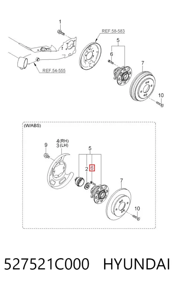 Prego de roda traseiro 527521C000 Hyundai/Kia