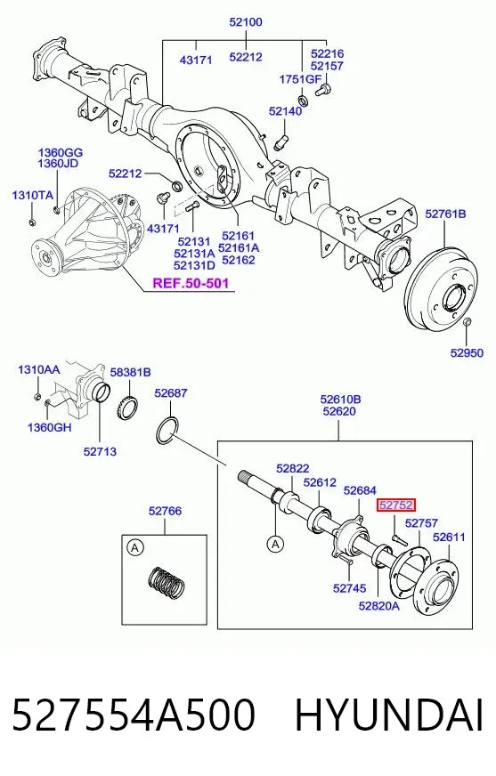Parafuso de cubo 527554A500 Hyundai/Kia