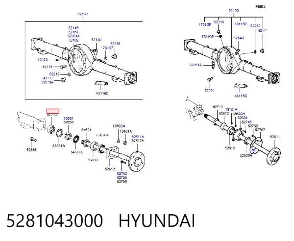 Rolamento de cubo traseiro 5281043000 Hyundai/Kia
