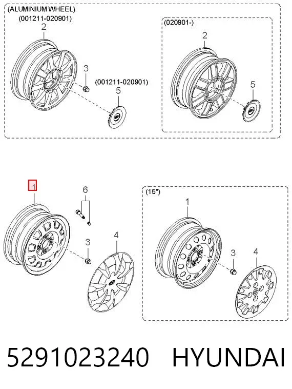 Discos de roda de aço (estampados) 5291023240 Hyundai/Kia