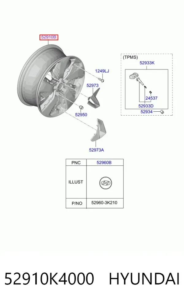 Discos de roda de aleação ligeira (de aleação ligeira, de titânio) Hyundai KONA OS