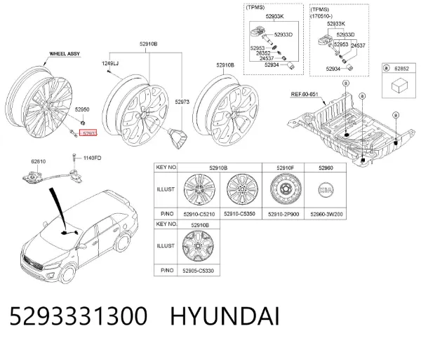Sensor de pressão de ar nos pneus 5293331300 Hyundai/Kia