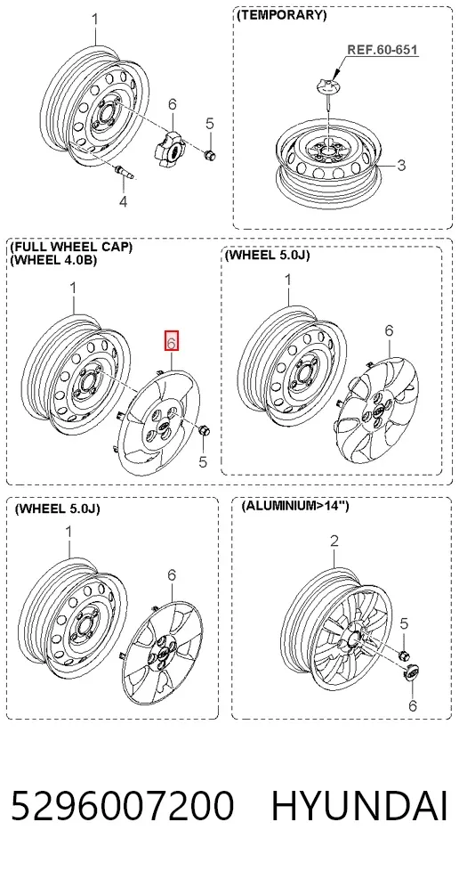 Coberta de disco de roda 5296007200 Hyundai/Kia