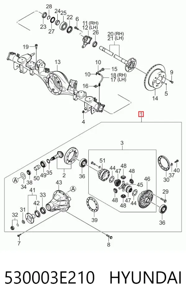 Redutor do eixo traseiro 530003E210 Hyundai/Kia