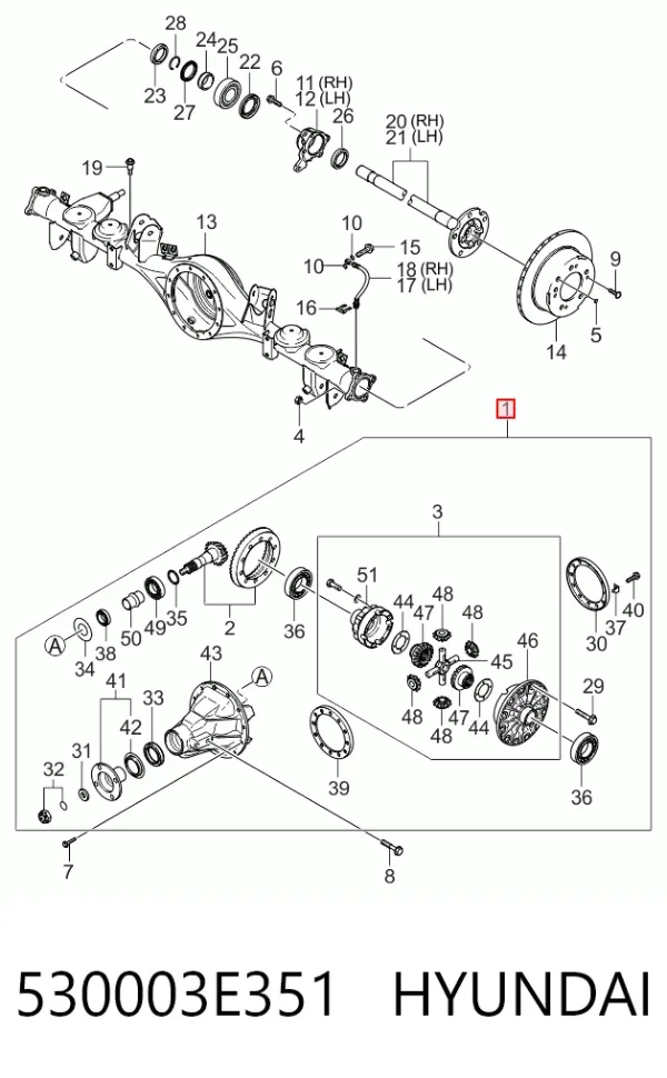 Redutor do eixo traseiro 530003E351 Hyundai/Kia