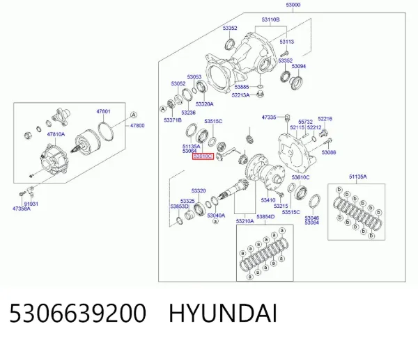 Rolamento de diferencial do eixo traseiro 5306639200 Hyundai/Kia