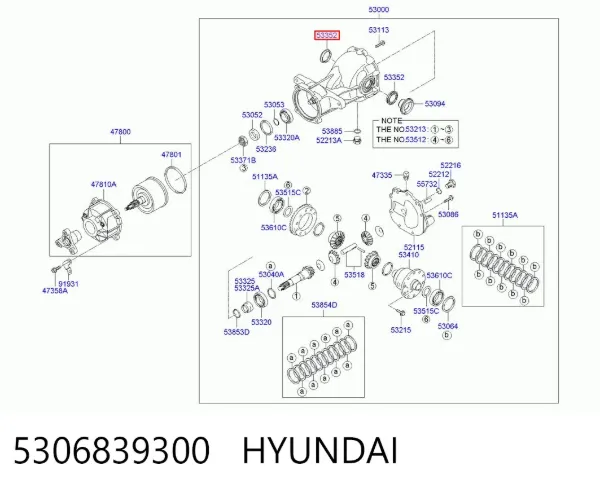 Bucim de redutor do eixo traseiro 5306839300 Hyundai/Kia