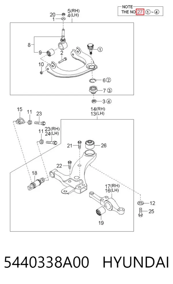 Suporte de esfera superior 5440338A00 Hyundai/Kia