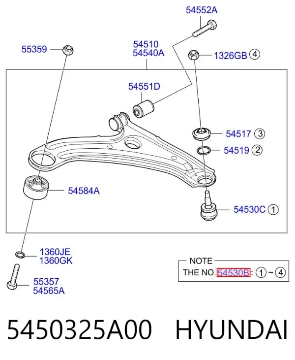 Suporte de esfera inferior 5450325A00 Hyundai/Kia
