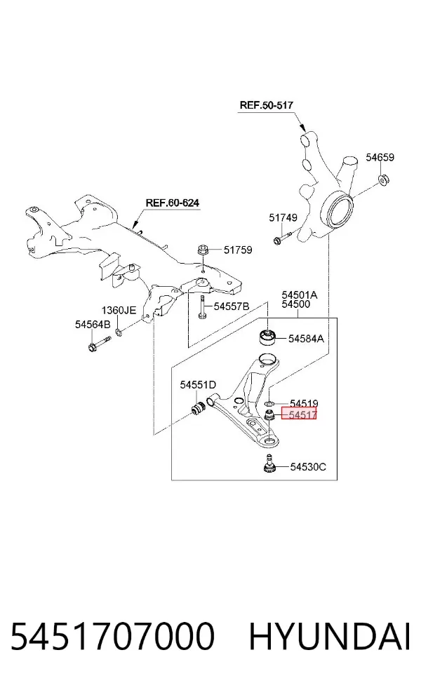 Bota de proteção de suporte esférico inferior 5451707000 Hyundai/Kia