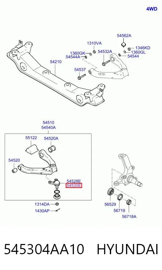 Suporte de esfera inferior esquerdo 545304AA10 Hyundai/Kia