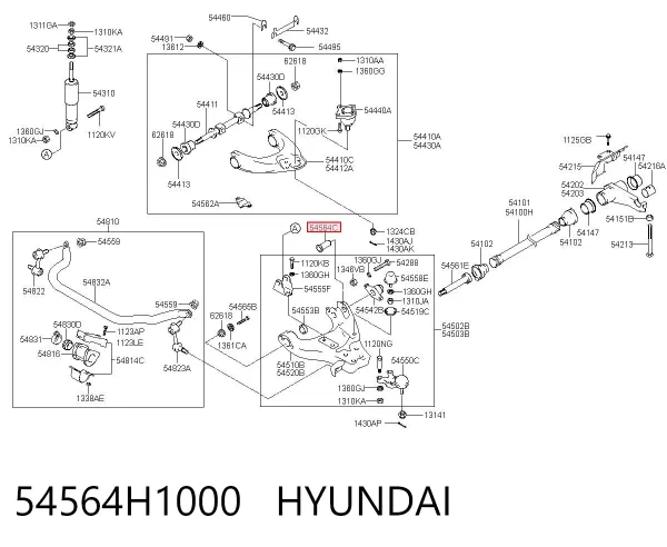 Bloco silencioso dianteiro do braço oscilante inferior 54564H1000 Hyundai/Kia